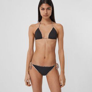 Authentic Burberry Vintage Check Detail Triangle Bikini Size Small